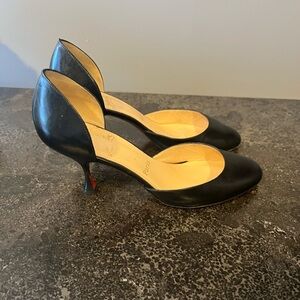 Christian Louboutin Black Leather D'Orsay Pumps - Women US Sz.9.5